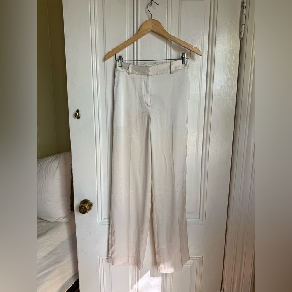 Aritzia Cream Wide-Leg Dress Pants